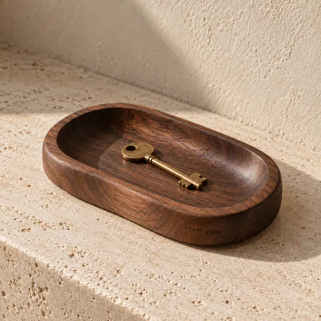 Carved walnut tray showing natural grain